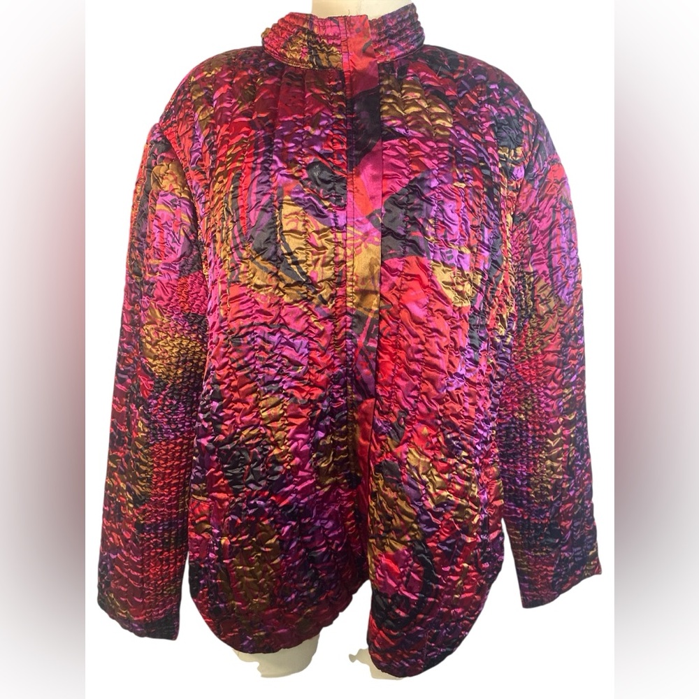 Ruby Rd. Multicolor Full Zip Up Quilted Puffer Ja… - image 1